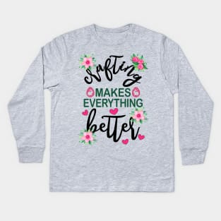 Crafting Makes Everything Better Easter Floral Kids Long Sleeve T-Shirt